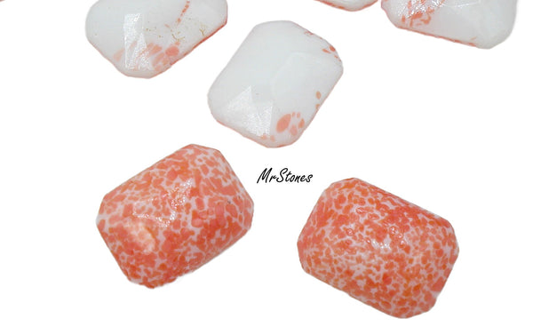 18x13mm (3436) Orange Speckled Cushion Octagon Buff Top Doublet