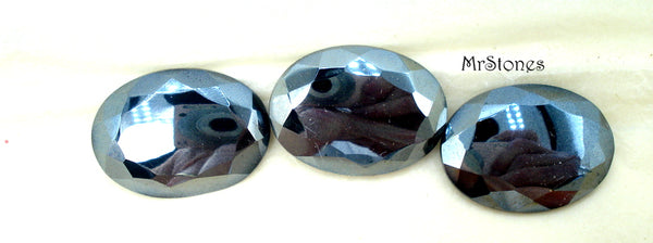 25x18mm (2130/2) Hematite Glass Oval Flat Back