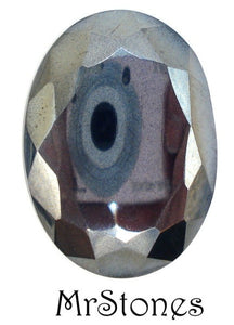 25x18mm (2130/2) Hematite Glass Oval Flat Back
