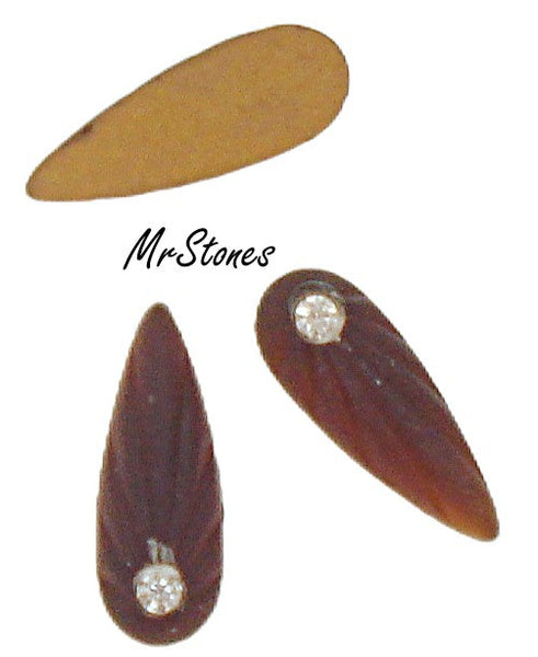 11x4mm (2345) Smoked Topaz Carved Rays Pear Crystal Accent