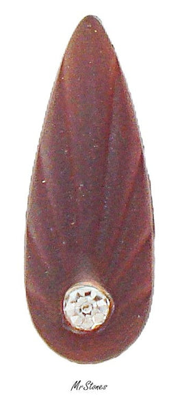 11x4mm (2345) Smoked Topaz Carved Rays Pear Crystal Accent