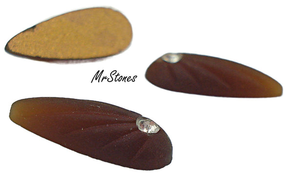 11x4mm (2345) Smoked Topaz Carved Rays Pear Crystal Accent