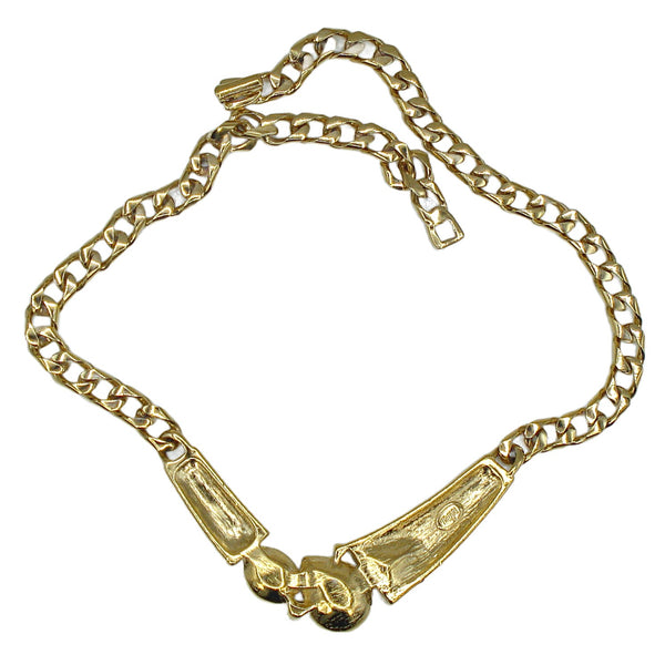 Trifari Necklace 17" x 3/4" Gold Tone Assorted Colors Shapes Rhinestones