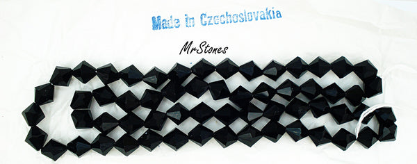 10mm (BEAD) Jet Black Bi-Cone Glass Bead Czech
