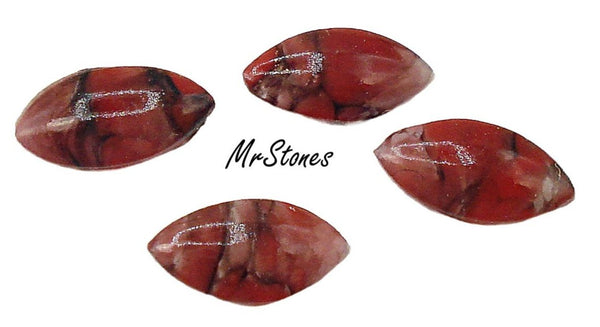 10x5mm (3146) Red Matrix Marquise Navette Buff Top Doublet W German