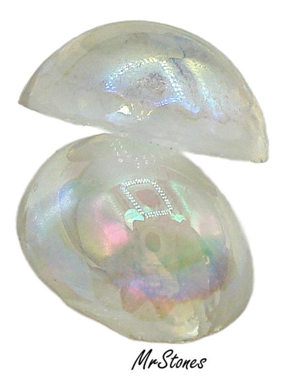 10x8mm (2195) Crystal AB Un-foiled Oval Cabochon