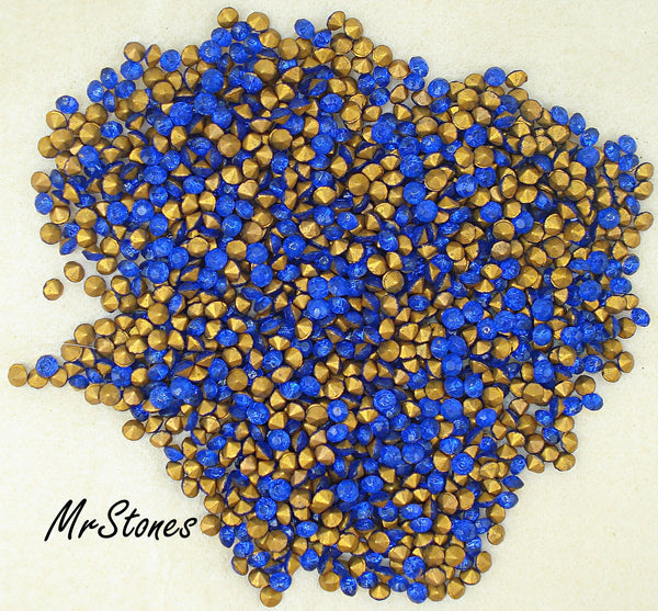 2.2-2.3mm (1100) (16pp) Sapphire Czech Fire Polished Round Chatons