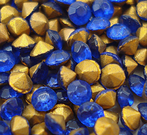 2.2-2.3mm (1100) (16pp) Sapphire Czech Fire Polished Round Chatons