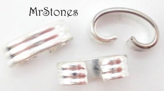 2mm Wide Connector Ribbed Silver Tone 3pc/$1.00