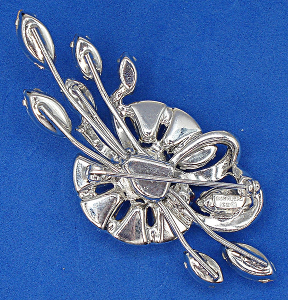 Eisenberg Ice 3.5" Brooch Crystal Bells Rose Pink Marquises and Dentelles