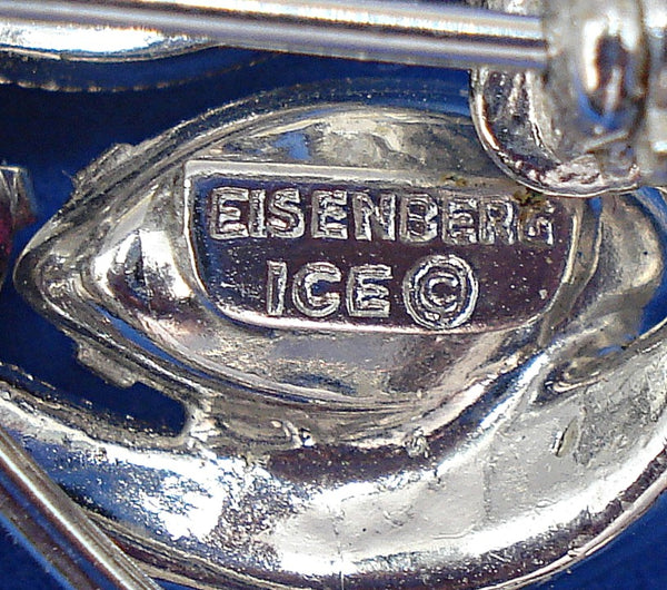 Eisenberg Ice 3.5" Brooch Crystal Bells Rose Pink Marquises and Dentelles