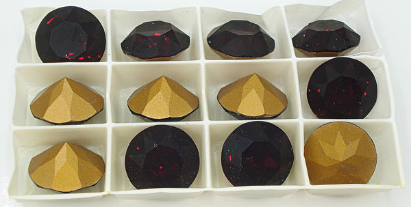 14.2-14.5mm (1200) (60ss) M/C Red Garnet Round Dentelle