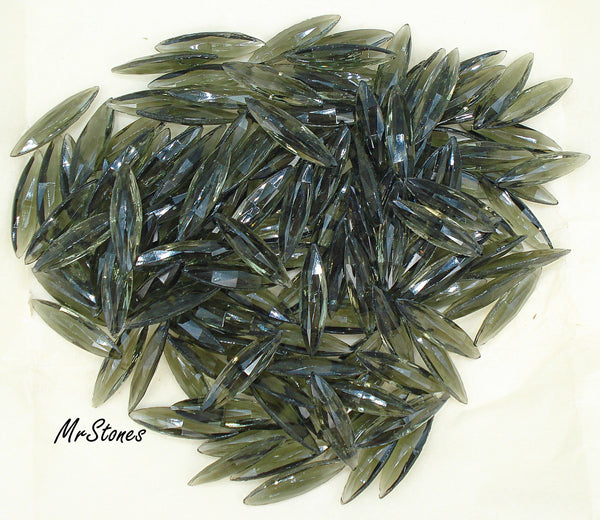 25X7mm (4285/2) Black Diamond Antique Cut Unfoiled Marquise Navette 2/$1.00