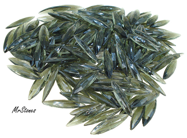 25X7mm (4285/2) Black Diamond Antique Cut Unfoiled Marquise Navette 2/$1.00