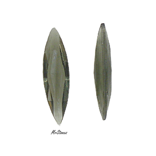 25X7mm (4285/2) Black Diamond Antique Cut Unfoiled Marquise Navette 2/$1.00