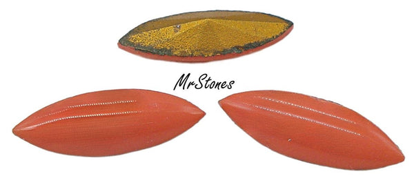 15x5mm (3146) Coral Color Enamel Marquise Navette Buff Top Doublet Gold Foiled