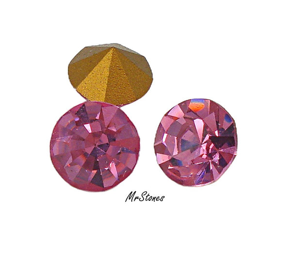 8.9-9.2mm (1100) (42ss) M/C Rose Pink Round Chaton Swarovski