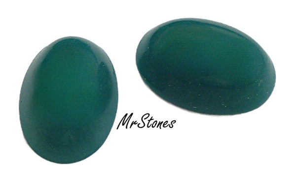 14x10mm (2195) Opaque Green Oval Cabochon Japan 3pc/$1.00