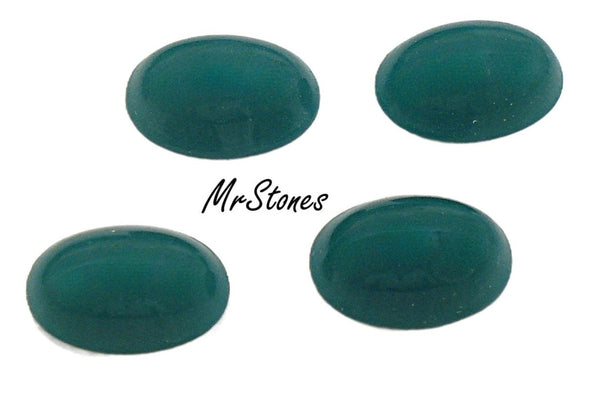 14x10mm (2195) Opaque Green Oval Cabochon Japan 3pc/$1.00