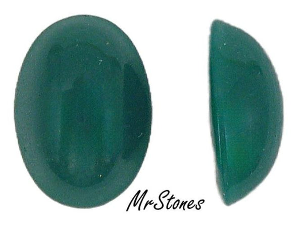 14x10mm (2195) Opaque Green Oval Cabochon Japan 3pc/$1.00