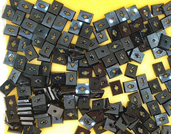 10x8mm (S16) Natural Black Onyx Cushion Shape with Slot Hole W.G. 3pcs/$1.50