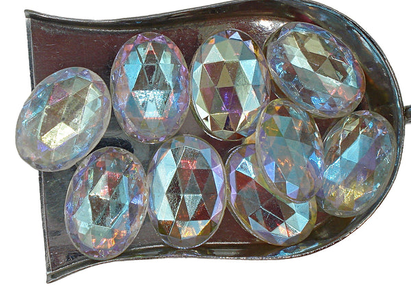 18x13mm (4190/2) Crystal AB Fully Faceted Top Oval Shape Same on Both Sides