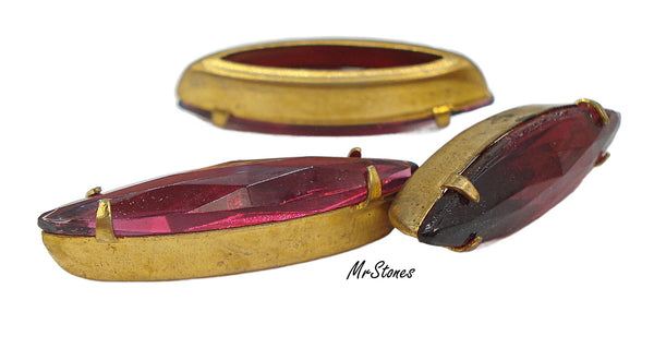 24x6.5mm (F4255/2) Unfoiled Ruby Fully Faceted in Brass 4 Prong Setting