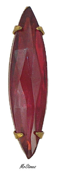 24x6.5mm (F4255/2) Unfoiled Ruby Fully Faceted in Brass 4 Prong Setting