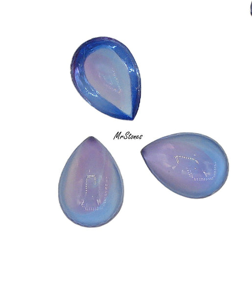 15x11mm (3332) Bi Color Light Sapphire Ruby Unfoiled Pear Pendeloque Cabochon