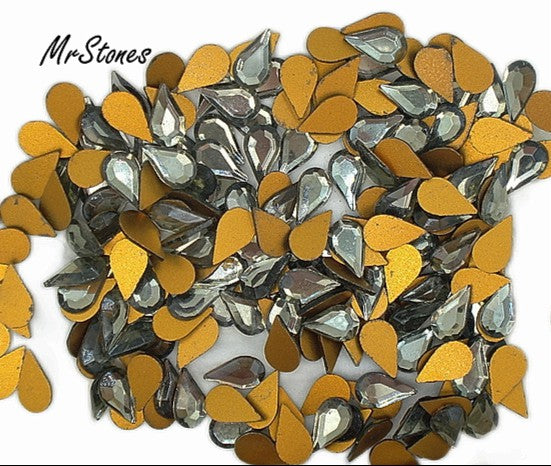 13x7.8mm (2300/2) Black Diamond Flat Back Pear Rose Cut 1pc/$1.00 5pcs/$2.00