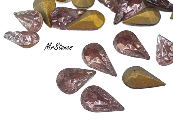 10x6mm (4315/2) Amethyst Pear Shape Teardrop Scalloped Edge
