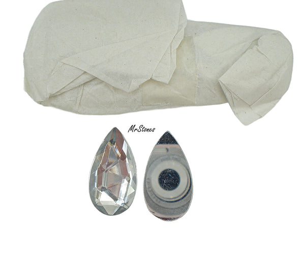 34x18mm (15135) Crystal Rauten Rose Pear Shape Flatback Fully Faceted Top