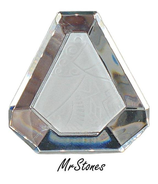 42x40mm Crystal Etched Abstract Matte Frost Diamond Shape Flat Top Flat Back