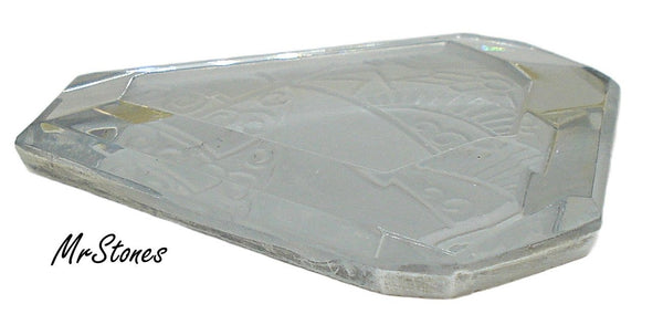 42x40mm Crystal Etched Abstract Matte Frost Diamond Shape Flat Top Flat Back