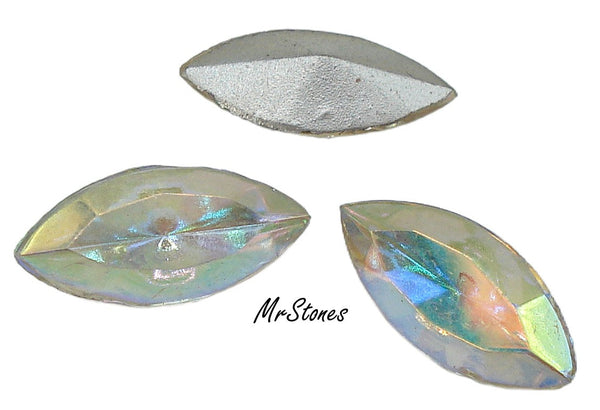 15x7mm (4200/2) TTC Crystal AB Marquise Navette Silver Foil