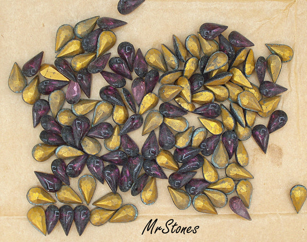 10x6mm (3101) Dark Amethyst Purple Pear Shape Teardrop Buff Top Doublet