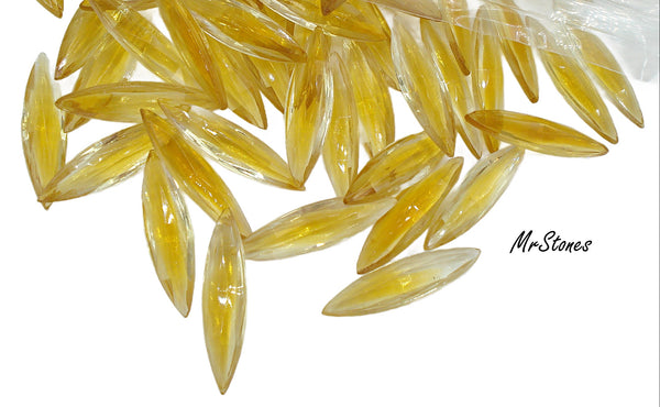 24x7mm (4255) Jonquil Topaz Star Faceted Fully Faceted Top Bottom Marquise Navette