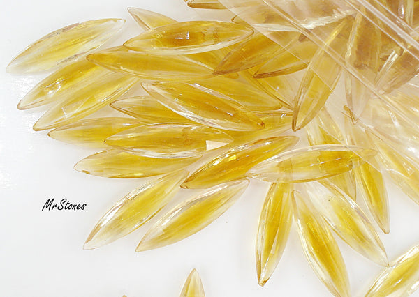 24x7mm (4255) Jonquil Topaz Star Faceted Fully Faceted Top Bottom Marquise Navette