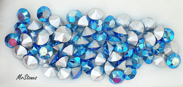 8.2-8.4mm (1200) (39ss) M/C Sapphire AB Round Dentelle Swarovski
