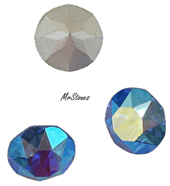 8.2-8.4mm (1200) (39ss) M/C Sapphire AB Round Dentelle Swarovski