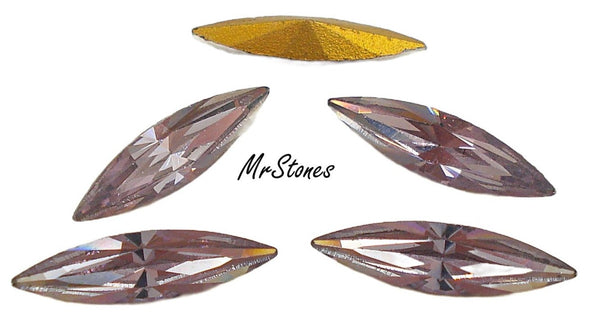 15x4mm (4200) Light Amethyst Purple Marquise Navette Gold Foiled Swarovski