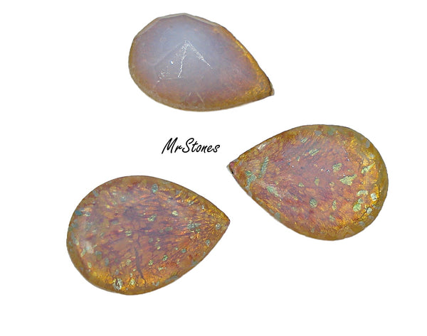 18x13mm (3101) Fire Opal Pear Pendeloque Buff Top Doublet