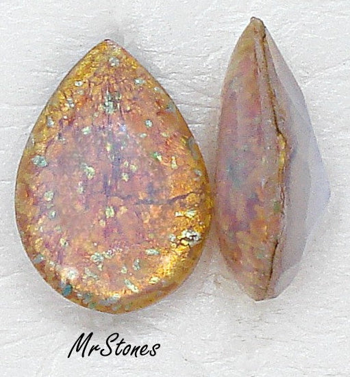 18x13mm (3101) Fire Opal Pear Pendeloque Buff Top Doublet