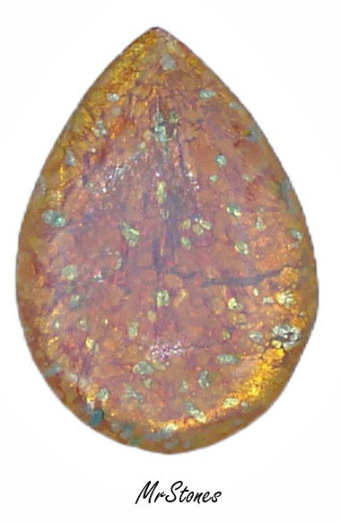 18x13mm (3101) Fire Opal Pear Pendeloque Buff Top Doublet