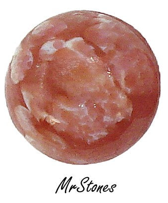 13mm (1684) Coral Pink Matrix Round Glass Cabochon