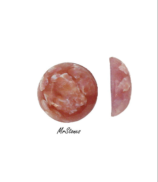 13mm (1684) Coral Pink Matrix Round Glass Cabochon