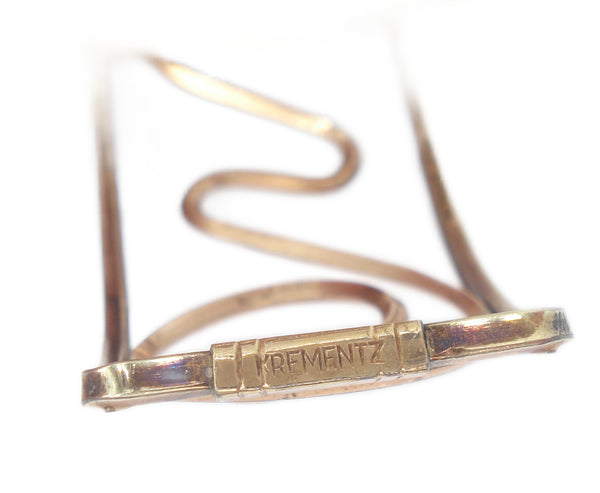 KREMENTZ~Bracelet Open Scroll 2 Flowers Leaves 7" x 1 1/2"