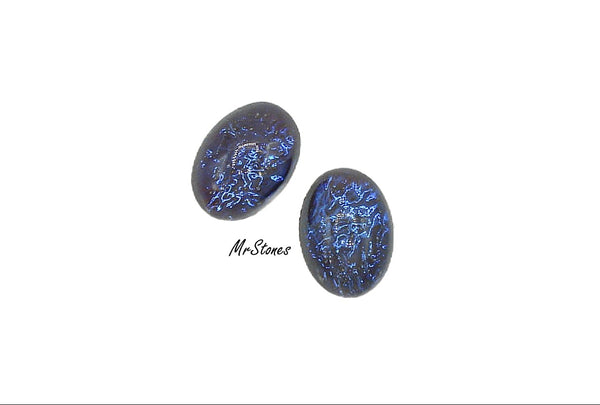 14x10mm (1685) Tanzanite Opal Glass Oval Cabochon