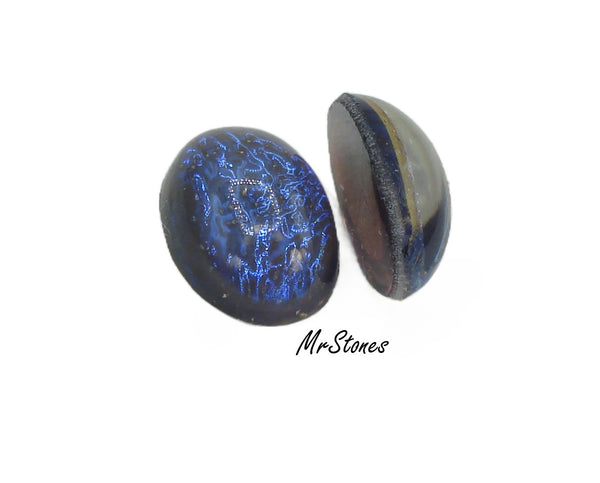 14x10mm (1685) Tanzanite Opal Glass Oval Cabochon