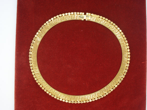 CARDELLE~Necklace Choker Gold Tone Patterned Crystal Rhinestones 15.5" x 1/2"
